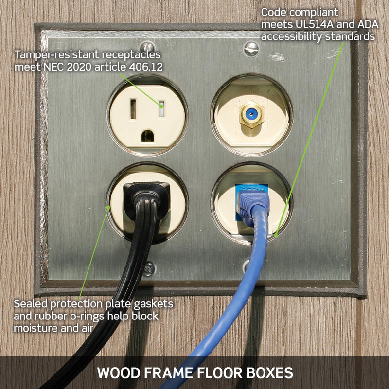 Leviton 20-Amp, 125-Volt, Floor Mounting Duplex Receptacle, Straight Blade, Commercial Grade, Self Grounding, 25349-FBA, Ivory