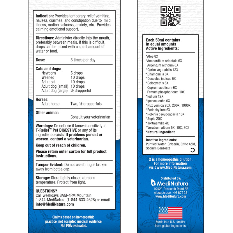 T-Relief Pet Digestive Complete GI Relief Drops for Dog & Cat Soothing Aloe + 13 Natural Homeopathic Actives Help Calm Nausea & Diarrhea from Mild Illness Food Stress or Motion Sickness - 1.69 oz - PawsPlanet Australia