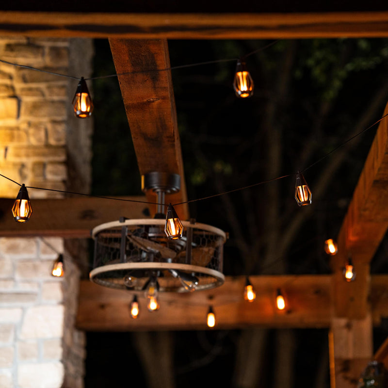 Solar String Lights Outdoor Waterproof - 10 Flickering LED Bulbs with Patented Flame Effect, 21 ft Solar-Powered Solar Hanging Lights Outdoor for Patios, Porches, Fences, Gardens & Decorative Ambiance