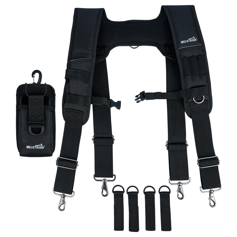 MELOTOUGH Tool Belt Suspenders Construction Bag Suspenders Padded Work belt Suspenders for Carpenter/Electrician/Roofing/Farmer work Suspension Rig(H Back) H Back Support Tool Belt Suspenders