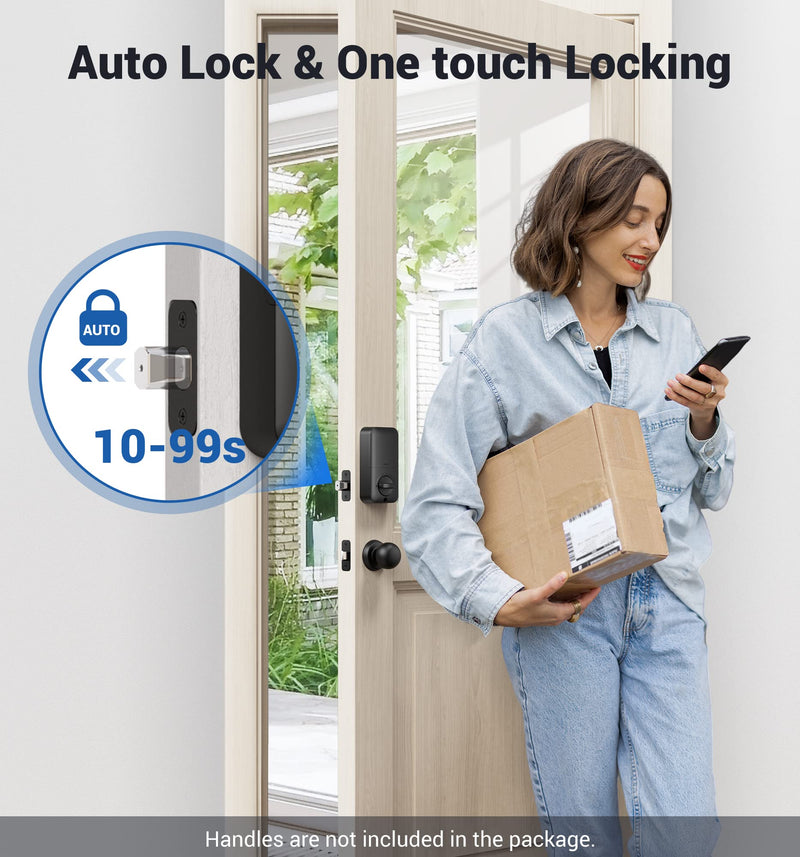 Veise Keyless Entry Door Lock, Electronic Keypad Deadbolt, Auto Lock, Anti-Peeking Password, Emergency Power Port, Easy Installation, Black - NewNest Australia