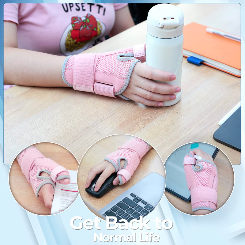 New Upgraded Thumb Splint for Right & Left Hand, Reversible Thumb Brace for Arthritis Pain And Support, Thumb Stabilizer for Sprains, Tendonitis Relief, One Size Fits Any Hand (Pink) Pink