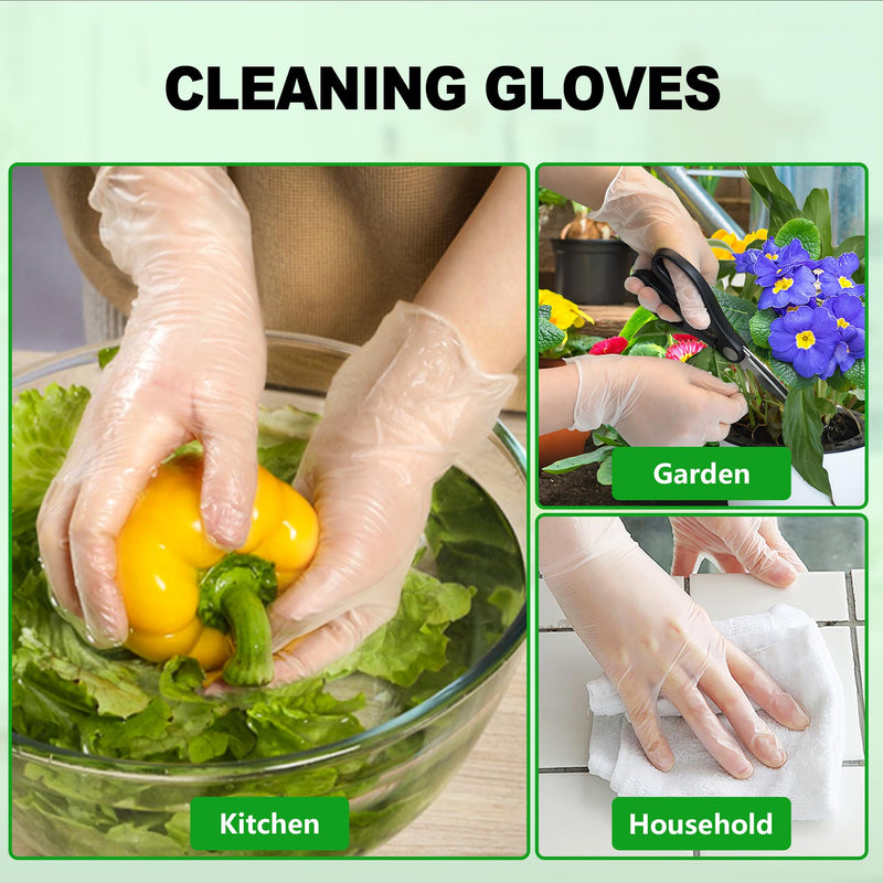 Disposable Vinyl Gloves, Food Safe, Latex-Free Powder-Free Clear Plastic Gloves for Cooking, House Clean, Food Prep Medium 100