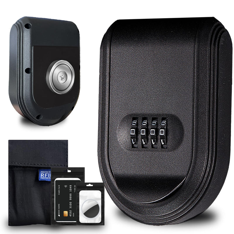 Magnetic Key Holder Under Car,Magnetic Key Box with Combination Lock, Hide Spare Key Outside,Waterproof Magnetic Key Hider Outdoor for Hiding for Vehicles Outdoor Black