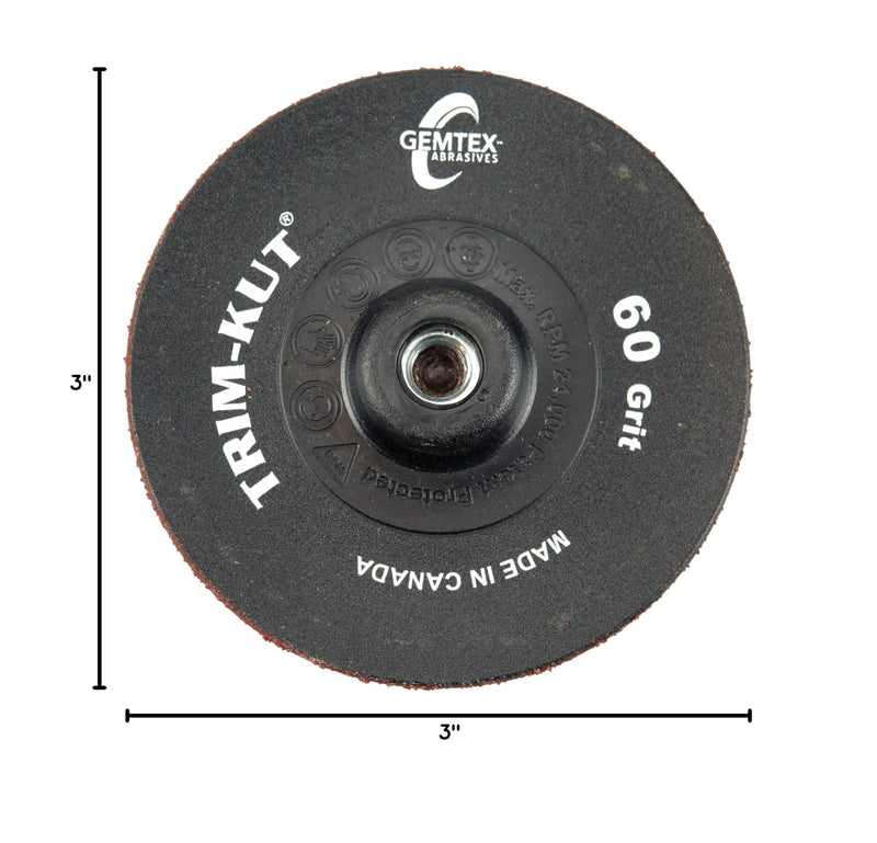 Weiler 59305 Trim-Kut Grinding Disc, 3" Diameter, 60 Grit, 5/16" - 18 Hub (Pack of 25)