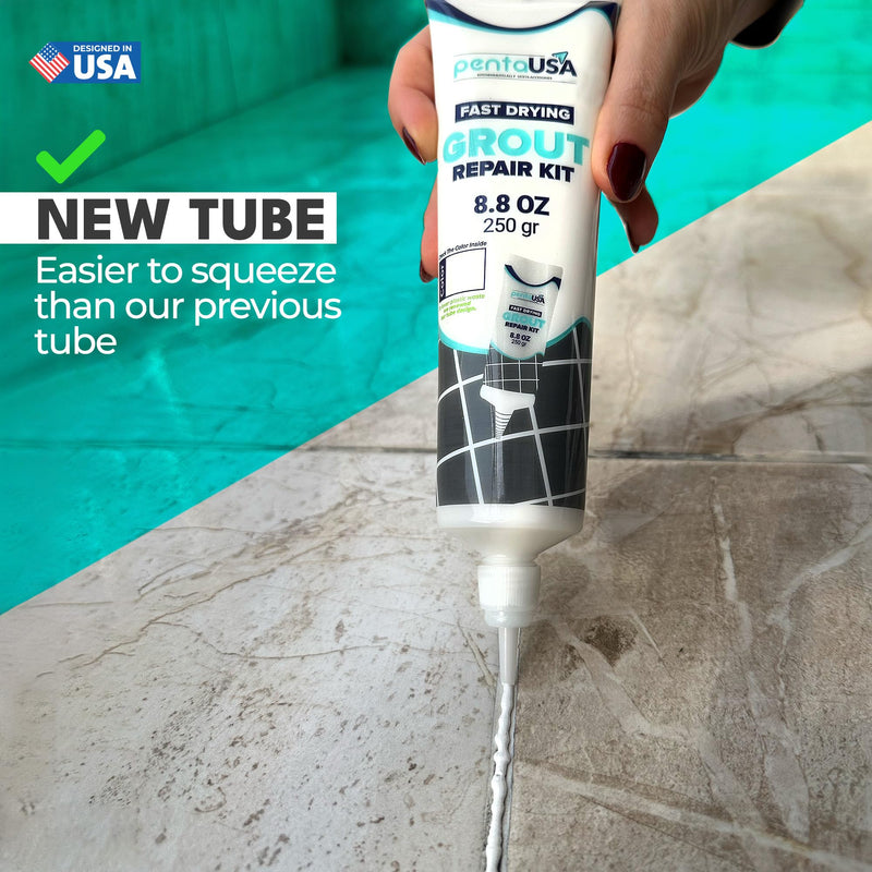 Premixed Tile Grout Repair Kit - Grout Filler for Repairs & Renewal - Easy to Use - Perfect Waterproof for Bathroom, Shower, Kitchen & Floors - 2 Pack (White/ 500g-17.6oz) White