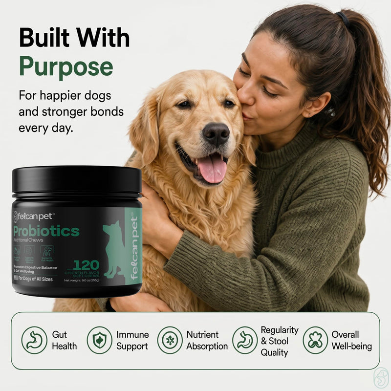 Probiotics For Dogs Soft Chews With Pumpkin, Papaya & Prebiotic Inulin – Dog Probiotic With 6-Strain Blend – Supports Dog Digestive Balance – Gut Health For Dogs – Chicken Flavor, 120 Chews
