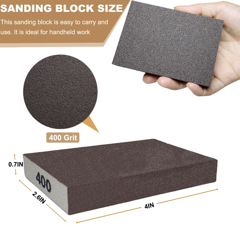 6 Pack 400 Grit Hand Sanding Block, Washable and Reusable Sanding Sponge Great for Pot Brush Pan Brush Sponge Brush Glasses Sanding Wood Sanding Metal Sanding (400 Grit)