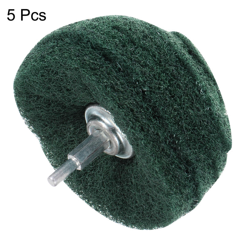 HARFINGTON 5pcs Mushroom Buffing Wheel for Drill 4" x 2.5" 180 Grit 1/4" Shank Grinding Cleaning Abrasive Buffing Polishing Wheel for Metal Stainless Steel Aluminum Jewelry Glass, Green 100mm x 65mm 5