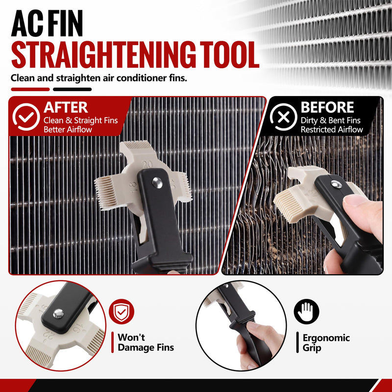 Feekoon 2PCS AC Fin Comb Kit, Fin Straightener Tool with 8-22 FPI Coverage