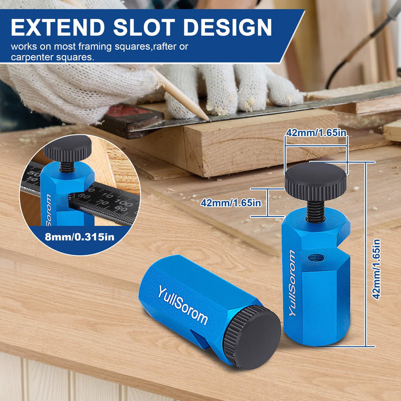 Tall Stair Gauges for Framing Square with Holder and Carabiner Stair Guage Knobs Tool for Circular Saw,Stair Guides Perfect for Rafter Gauge Clamps Blue kit