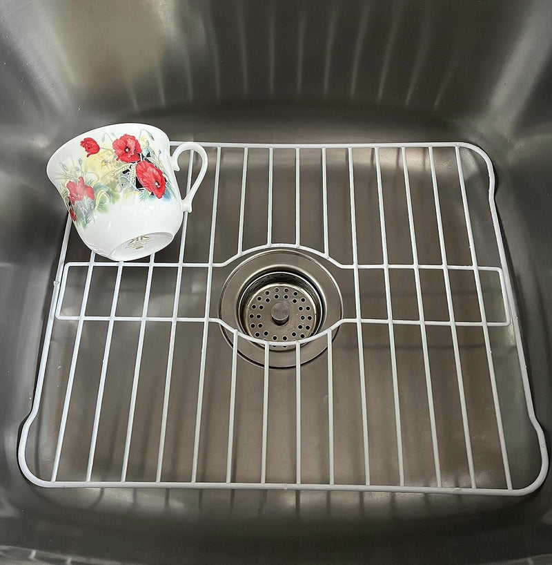 SOFINNI Sink Protectors for Kitchen Sink Bottom with White Coating Sink Grate Insert Grid Sink Bowl Drying Rack Steel Small (10.5" x 12.5") 10.5" x 12.5"