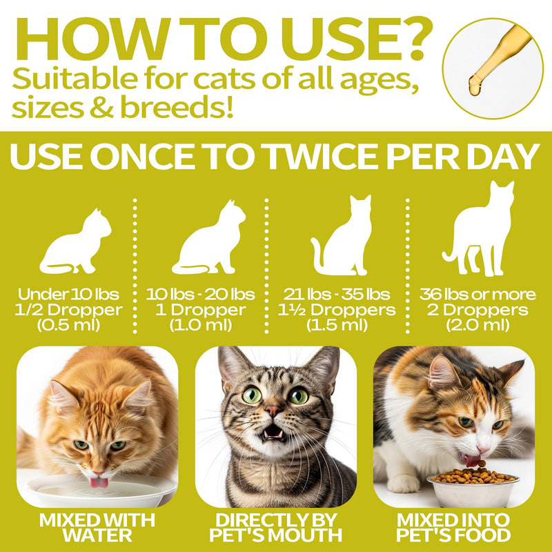 Flea and Tick Prevention for Cats, Pets Oral Natural Supplement Drops with Multivitamin Support for All Breeds and Ages
