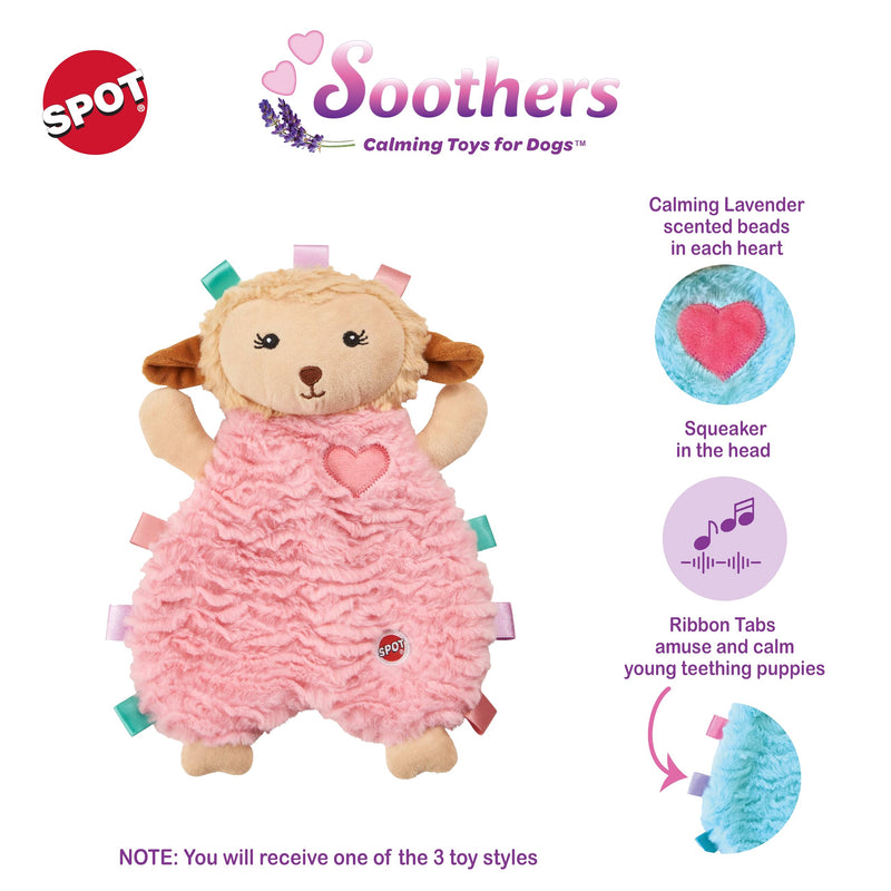SPOT Soothers- Tabbie Lambie Dog Toy-Separation Anxiety Toys for Dogs, Stuffing Free, Scented with Calming Lavender Fragrance Beads to Safely Calm and Relax Dogs and Puppies, 12in - PawsPlanet Australia