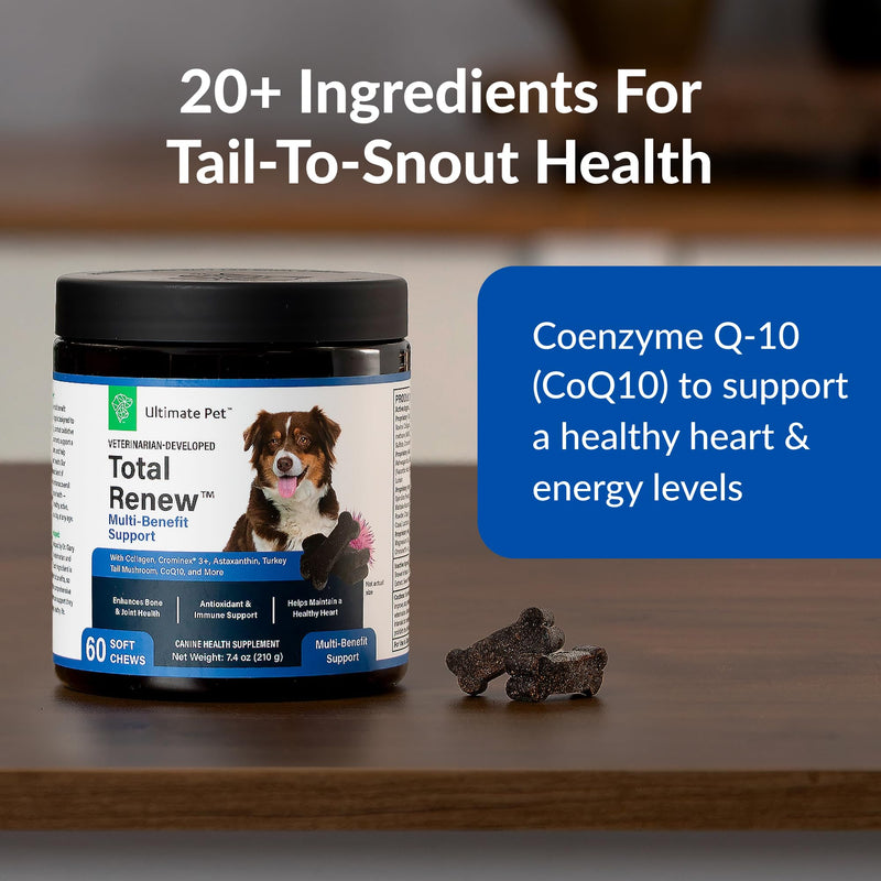 Ultimate Pet Nutrition Total Renew Vet-Developed Soft Chew Multivitamin for Dogs, Supports Joint, Heart, Immune & Digestive Health, 60 Count