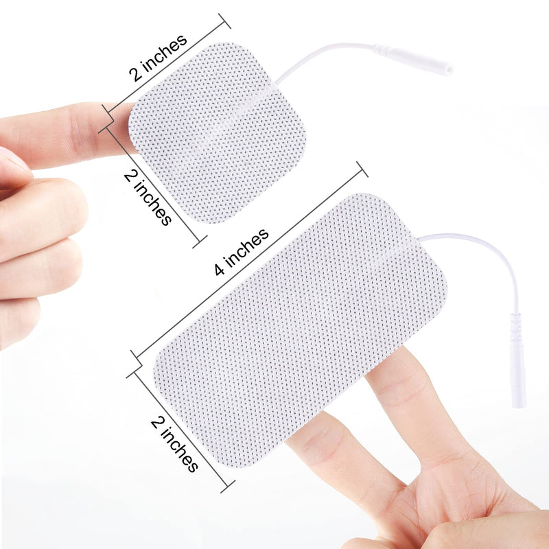 TENS Unit Pads 32Pcs, 3rd Gen Reusable Latex-Free Replacement Pads Electrode Pads with Upgraded Self-Stick Performance for Muscle Stimulator Electrotherapy (2"x2" 16pcs, 2"x4" 16pcs)