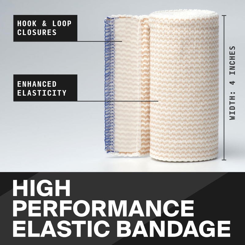 High-Performance Elastic Bandage Wrap 4 Inch - Reusable Compression Bandage Wrap for Leg, Ankle, Wrist, Knee - Self Closing Design - FSA HSA Approved - 2 Pack Elastic 4in