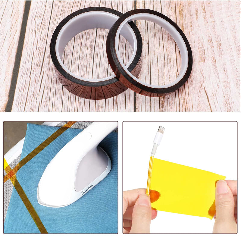 Outus 2 Rolls Heat Tapes High Temperature Tape Sublimation Tape Heat Transfer Tape Heat Resistant Tape Polyimide Tape for Electronics 3D Printers DIY Crafts (Dark Brown,50 mm Wide) 50 mm Wide Dark Brown - NewNest Australia