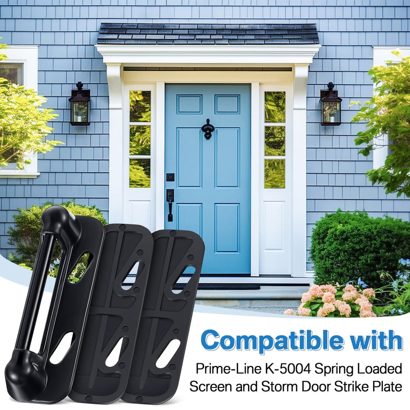 Enhon Screen Door Spring Strike Plate, Compatible with Prime-Line K-5004 Spring Loaded Screen and Storm Door Strike Plate, Aluminum Painted Screen Door Latch Replacement, Black