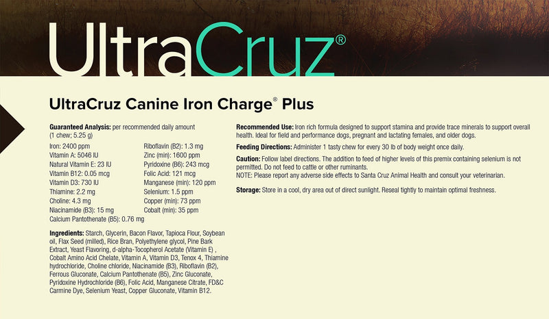 UltraCruz Canine Iron Charge Plus Supplement for Dogs, 60 Tasty Chews - PawsPlanet Australia