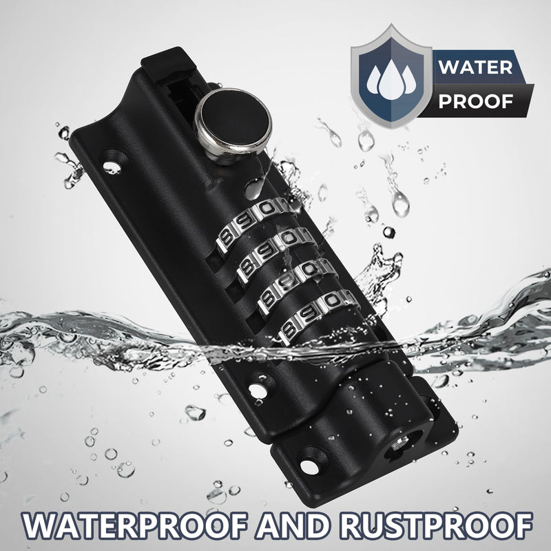 Bolt Lock Gate Locks for Outdoor Fence Zinc Alloy Slide Lock 4 Inch Outdoor Keyless Gate Lock with 12 Screws Includes 6 Anti-Theft Screws Gate Lock with Code for Room Doors Cabinets Pool Doors