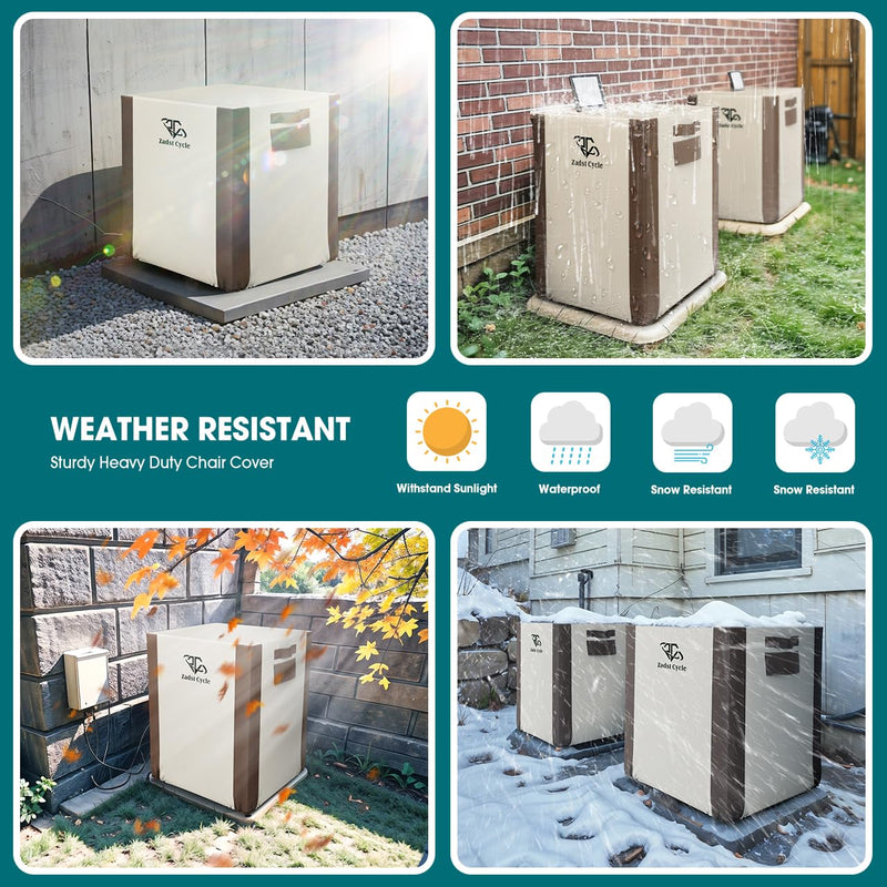 Air Conditioner Cover Waterproof, Air Conditioner Covers for AC Units, Anti-UV, Rip Resistant, Water Resistant【Medium, 1 Pack, Brown & Beige】 Medium-30H x 28W x 28D inch