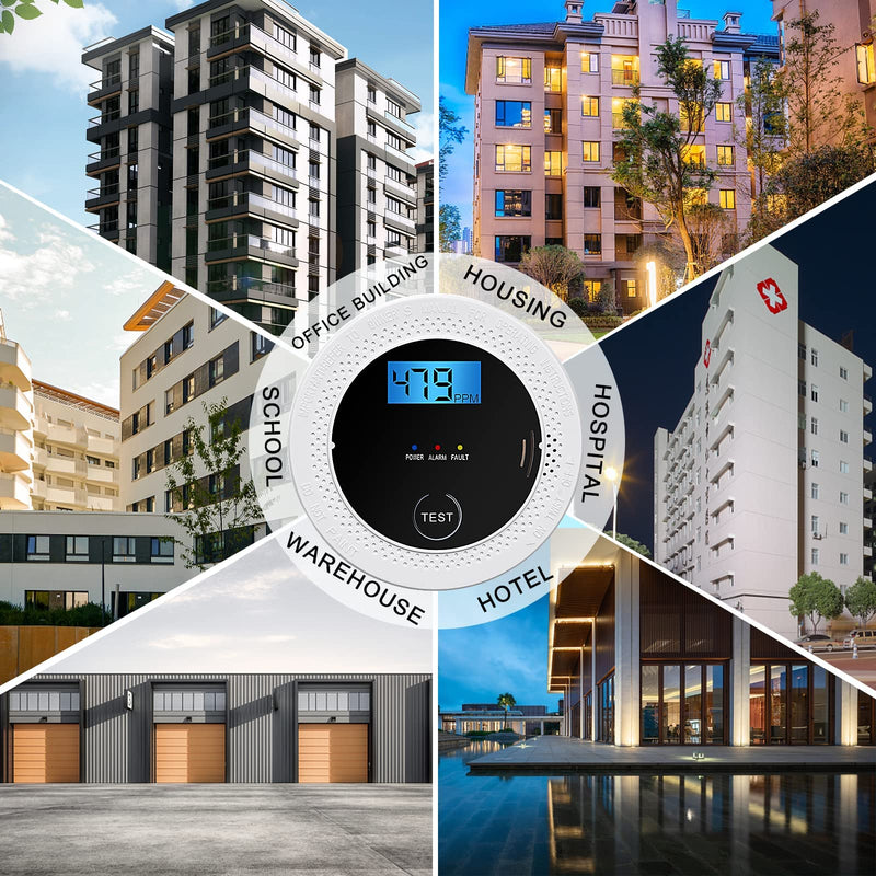 Smoke and Carbon Monoxide Detector Powered by Battery with Digital Display, Dual Alarm Sensor of Smoke and CO,Easy to Install 1 Pack