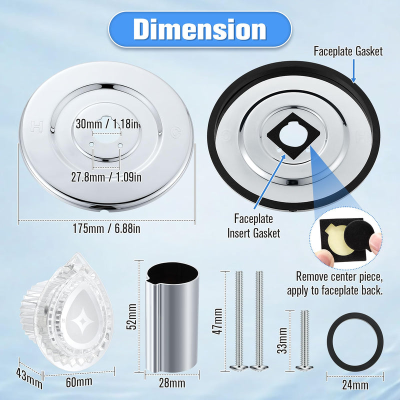 Enhon Tub and Shower Trim Kit, Shower Trim Compatible with Moen Chateau T470 Single Handle Tub/Shower Standard Valve, Escutcheon Screws Tube and Handle(Chrome, Knob) Chrome