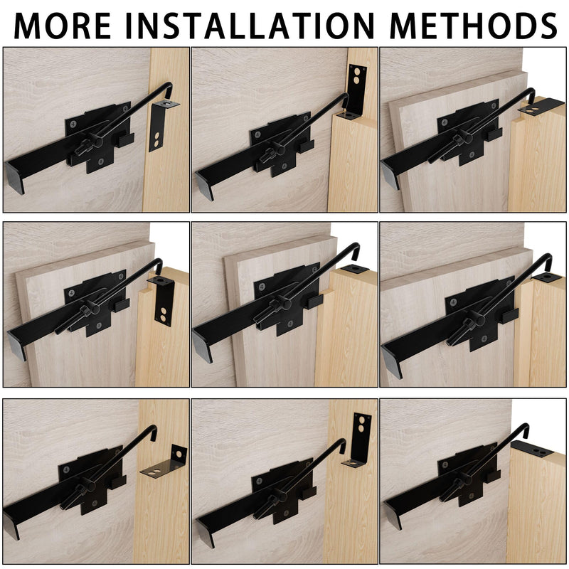 Pack of 2 Sliding Door Latch with Hook,Black Shed Door Cam Latch,Flip Action Door Lock,7in Lock Lever,for Farm Garden Courtyard Wooden Door,Pet Partition Door,Door Frame