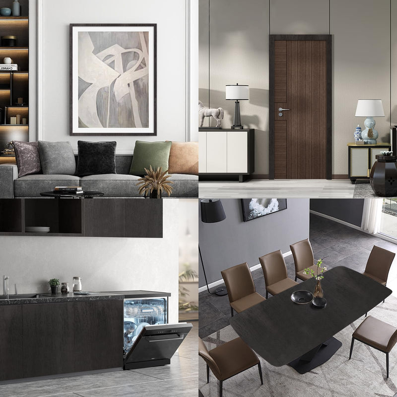 seonta Dark Walnut Wallpaper Border Mirror Frame Removable Waterproof Wood Grain Repair Tape 4 inch X 32.8ft Self Adhesive Grain Repair Patch for Tables, Chairs, Doors, Windows, Floors