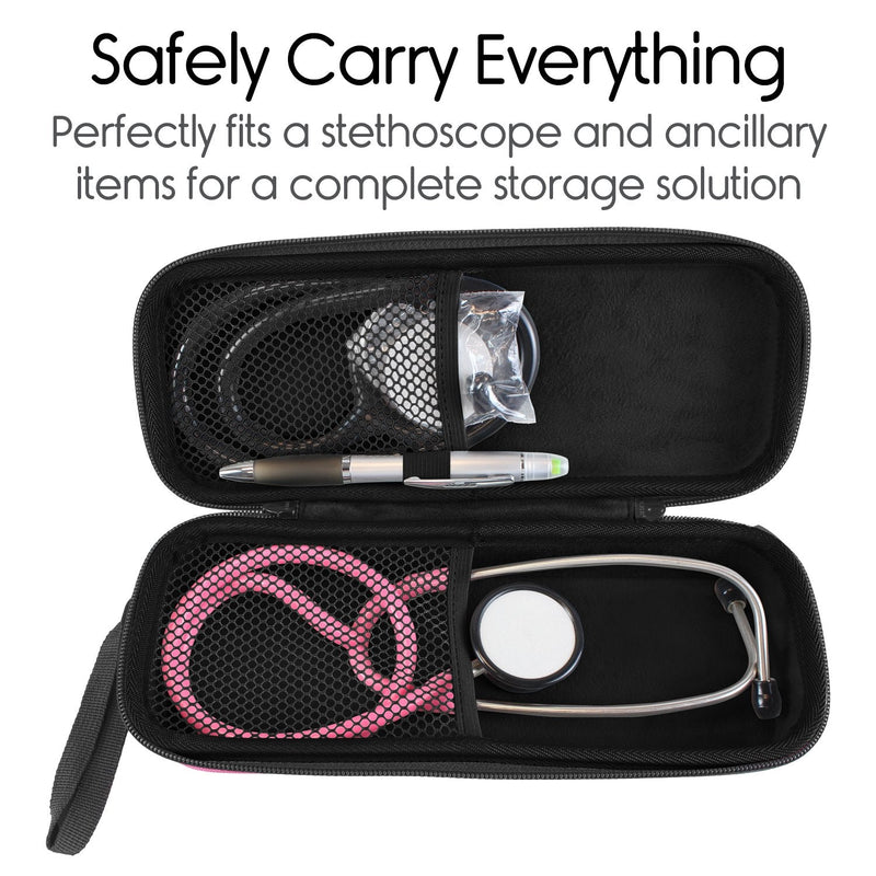 Stethoscope Case for Nurses - Hard Protective Equipment - Travel Holder Nursing School Essential - Fits 3M Littmann Classic III, Lightweight II S.E., Sphygmomanometer Pink