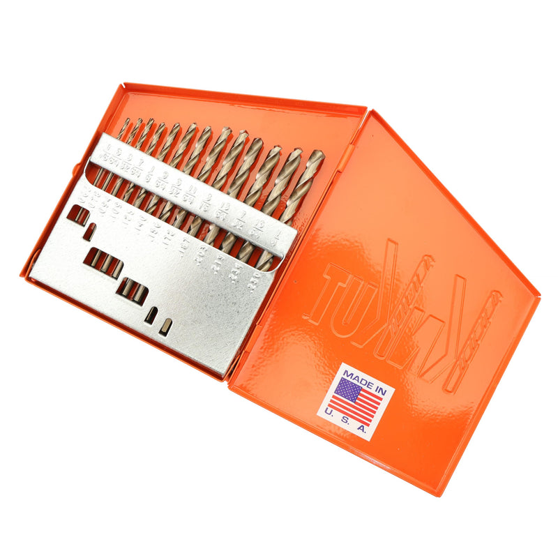 KnKut 13 Piece HD Hex Shank M35 Cobalt Jobber Length Drill Bit Set 1/16"-1/4" by 64ths