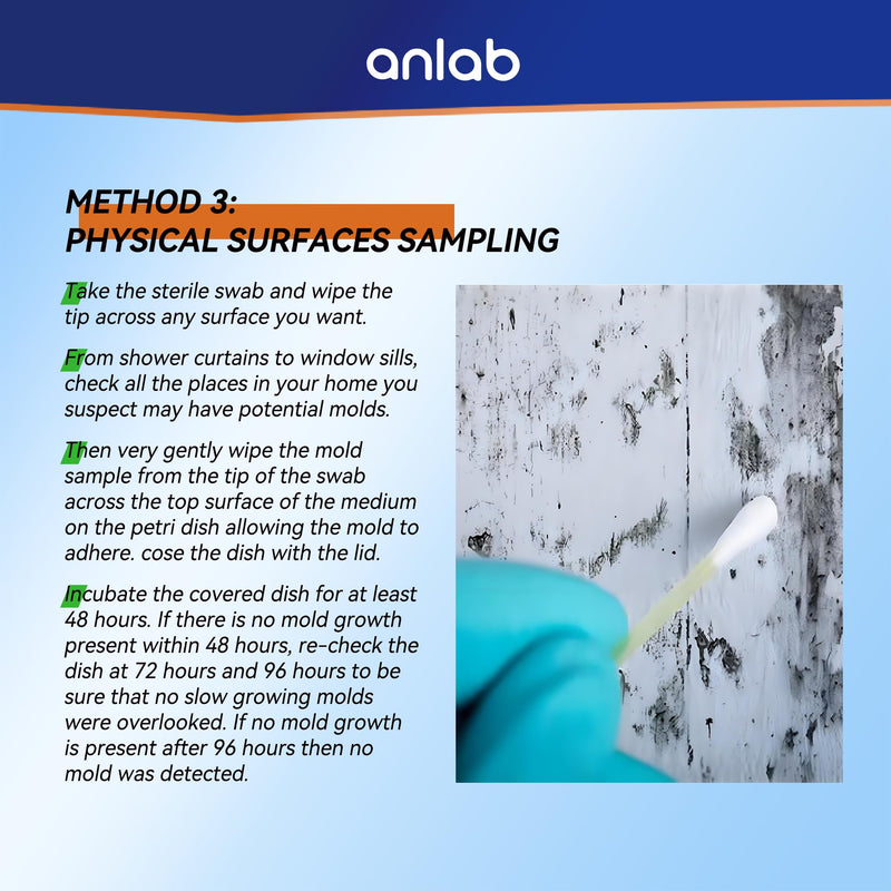 anlab™Mold Test Kit for Home - Do It Yourself Home Mold Detector | Test HVAC System | Home Surfaces | Indoor Air Quality Testing Kit - Identification Guide Included - Sealed Separately (Items of 3) 1