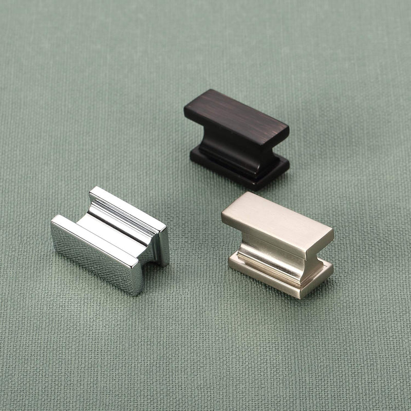 Alzassbg 10 Pack Brushed Satin Nickel Cabinet Knobs, 1.46 Inch(37mm) Cabinet Hardware Rectangle Knobs for Cupboard and Drawers AL6061SN Single Hole Knobs