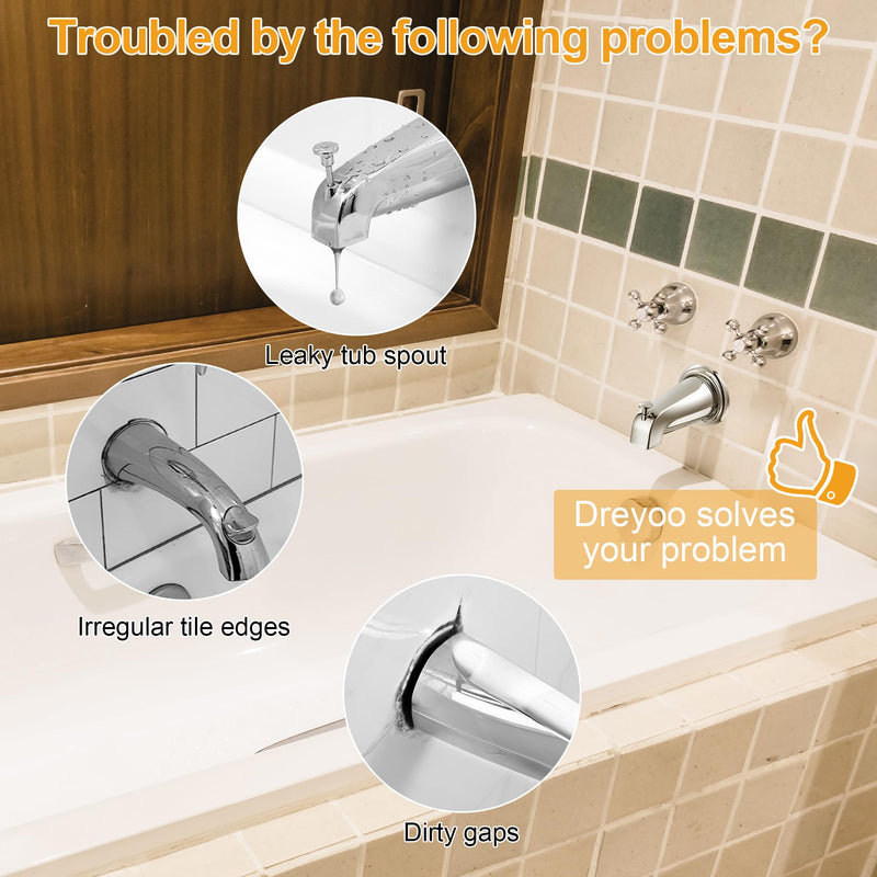 Dreyoo Slip On Diverter Tub Spout with Metal Cover Ring and Foam Gasket, Compatible with Kohler GP85556-CP, Bathroom Bathtub Faucet Set Replacement Fits 1/2'' Copper Water Tube (Polished Chrome) Polished Chrome