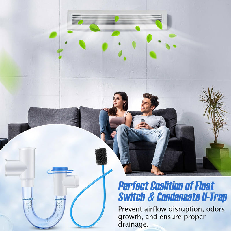 Feekoon 1 Pack 3/4" Condensate Trap with Built in Overflow Switch, White
