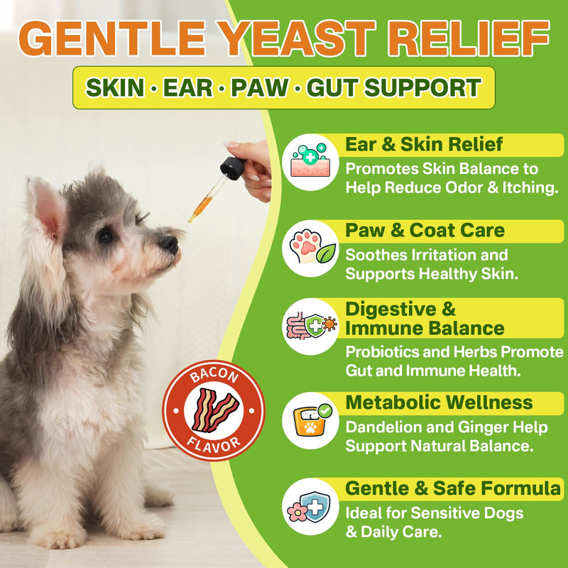 Puyrzoe Pet Wellness Bundle – Dog Yeast Balance Oral Drops + Cat Skin & Coat Omega Chews with Biotin & Vitamins, Natural Skin, Coat, Gut & Immune Support for Cats & Dogs