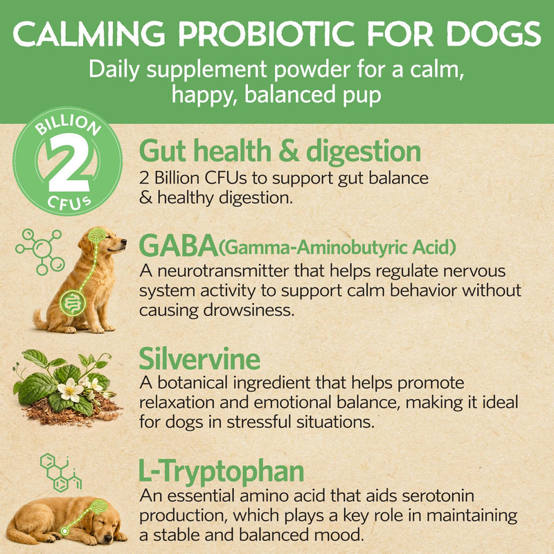 Fidobiotics Relaxin’ Rover Calming Supplement, Probiotics for Dogs with Valerian, Chamomile & GABA for Stress & Anxiety Relief, Tasty T-Bone Flavor 20 Servings 20 Day