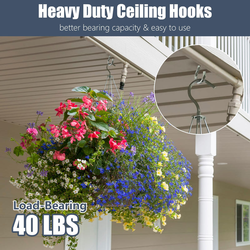 4 Inch Large Heavy Duty Screw Hooks, 10 Pcs Ceiling Hooks for Hanging Plants Indoor and Outdoor Use Silver