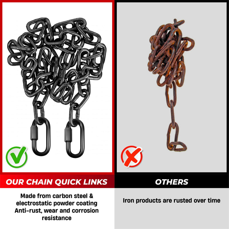 2PCS 4.2” Heavy Duty Chain Quick Links, 2500 LBS Weight Capacity, Durable, Anti-Rust, High Strength Chain Connector, Carabiner for Big Chain Connecting, Hammock Hanging, Hiking, Camping 2PCS 4.2”