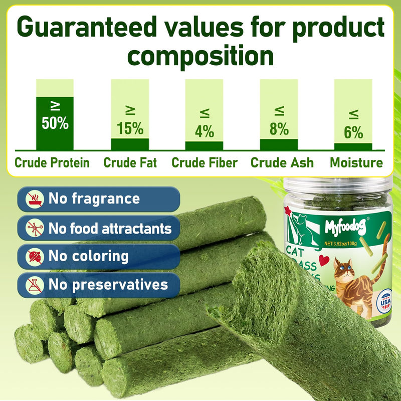Freezed Drying Cat Grass Stick, Cat Grass Teething Sticks Snacks for Cats, Edible Dry Cats Treats for Teeth Cleaning and Hairball Removal, Made in USA