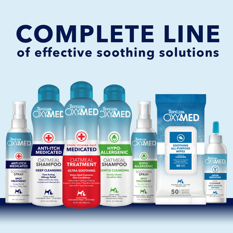 TropiClean OxyMed Medicated Anti Itch Solutions for Pets - Made in USA - Stops Itching Fast - Soothing Relief and Deep Clean for Flaking, Scaling, Seborrhea, Hot Spots, Allergies, Inflammation 20 Ounce Treatment - PawsPlanet Australia