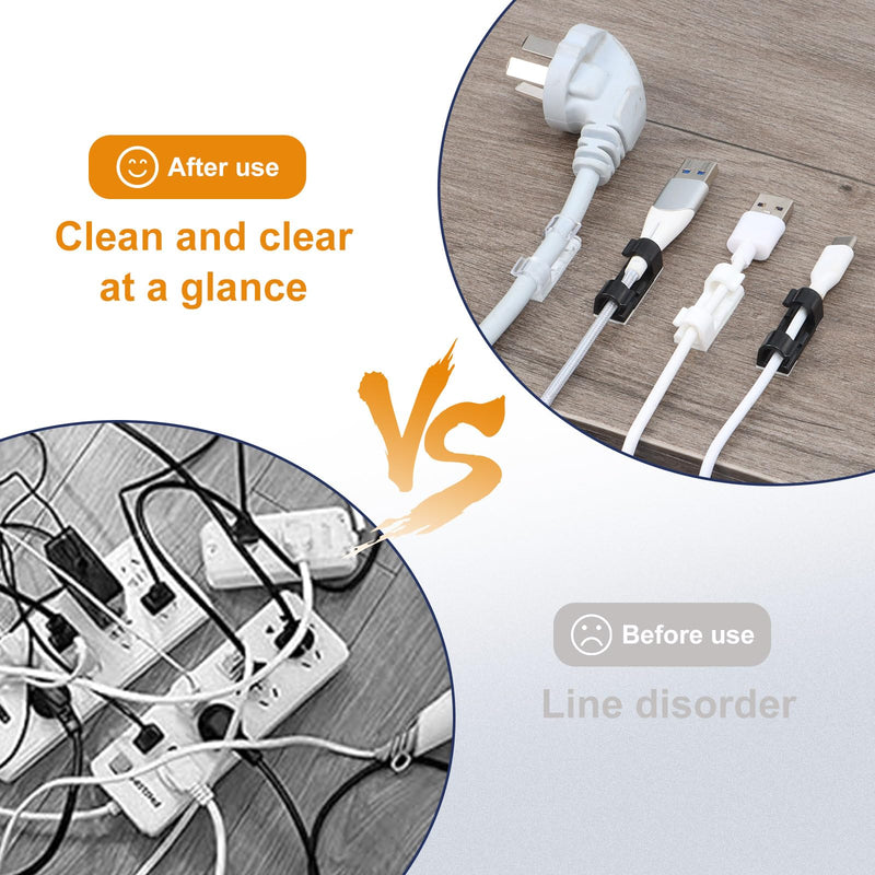 60 Pcs Clear Cable Clips with 3M Adhesive, Wire Holders Under Desk, Cord Management for Wall, Car, Ethernet, PC, Christmas Light Indoor/Outdoor M