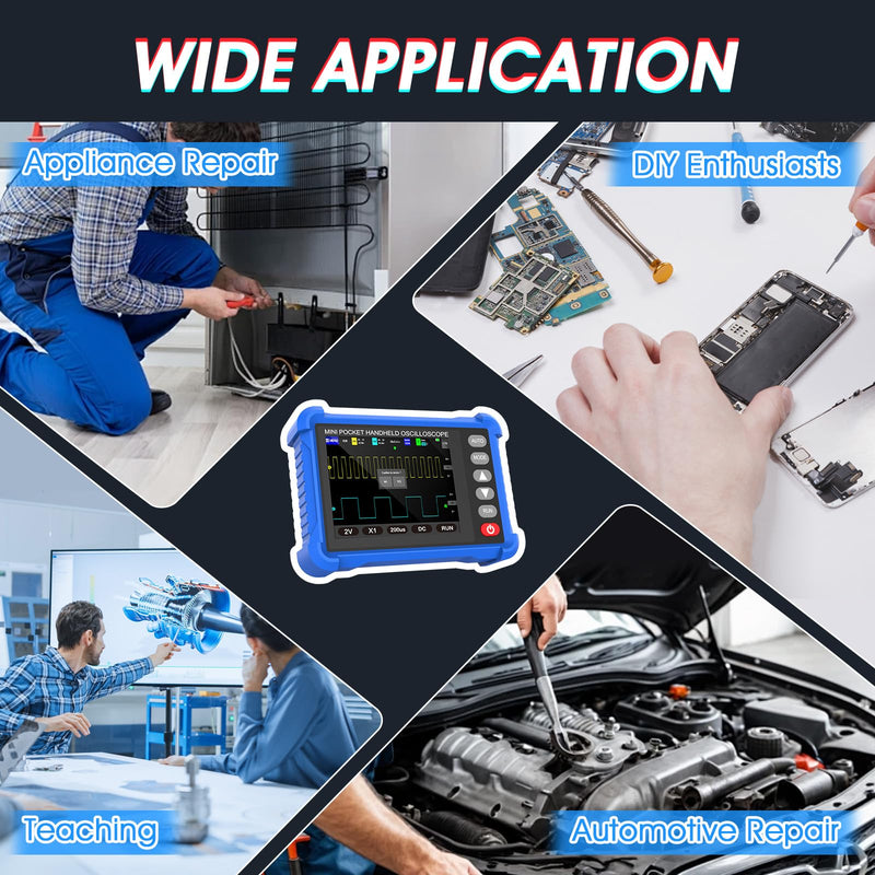 Handheld Oscilloscope, 2.8" TFT Digital Tablet Oscilloscope with 250KHz Bandwidth, 2.5MS/s High Sampling Rate, Auto Trigger, Portable Mini Oscilloscope Kit for Home, Electricians, DIYer