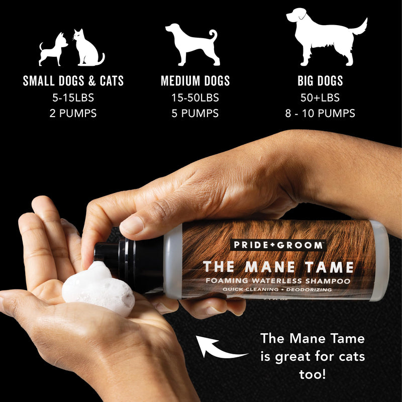 Pride and Groom The Mane Tame Waterless Dog Shampoo – Foaming Dry Shampoo for Dogs and Cats Made in USA for a Rinse Free Cleanse and to Eliminate Odor in Between Baths On-The-Go – 7.1 fl oz - PawsPlanet Australia