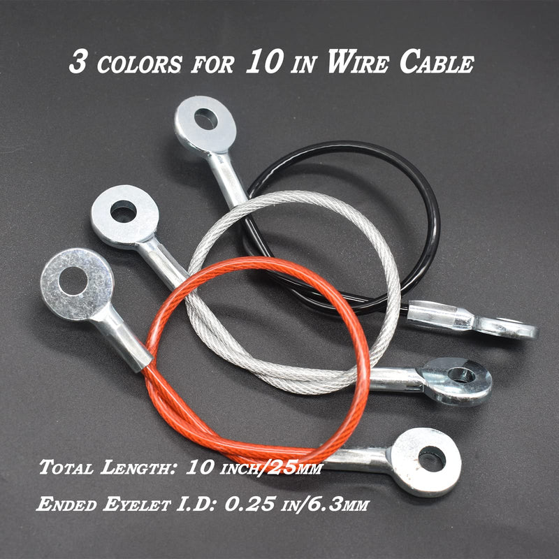 10 pcs 10 inch (25cm) 3mm Thickness Galvanized Steel Wire Cable Eyelets Ended Short Rope Lanyard Safety Tether Chain Lock with Vinyl Coated Cover Black 10in/25cm Black_10pcs