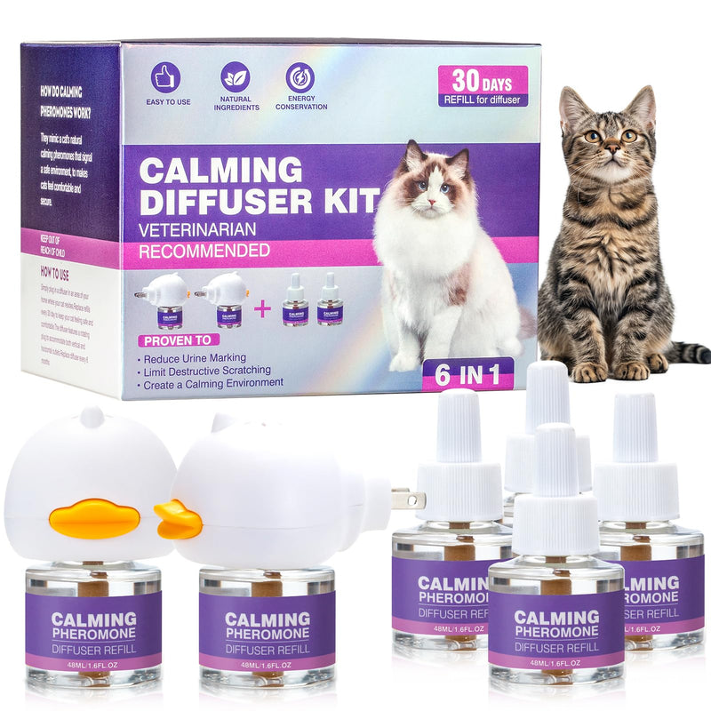 Tcllka Cat Calming Pheromone Diffuser Effectively Relieve Anxiety Stress Cat Calming Diffuser Comfort for Cats Refill Reduce Fighting Spraying and Scratching Calm Relaxing 48ml/Bottle Fits All Cats