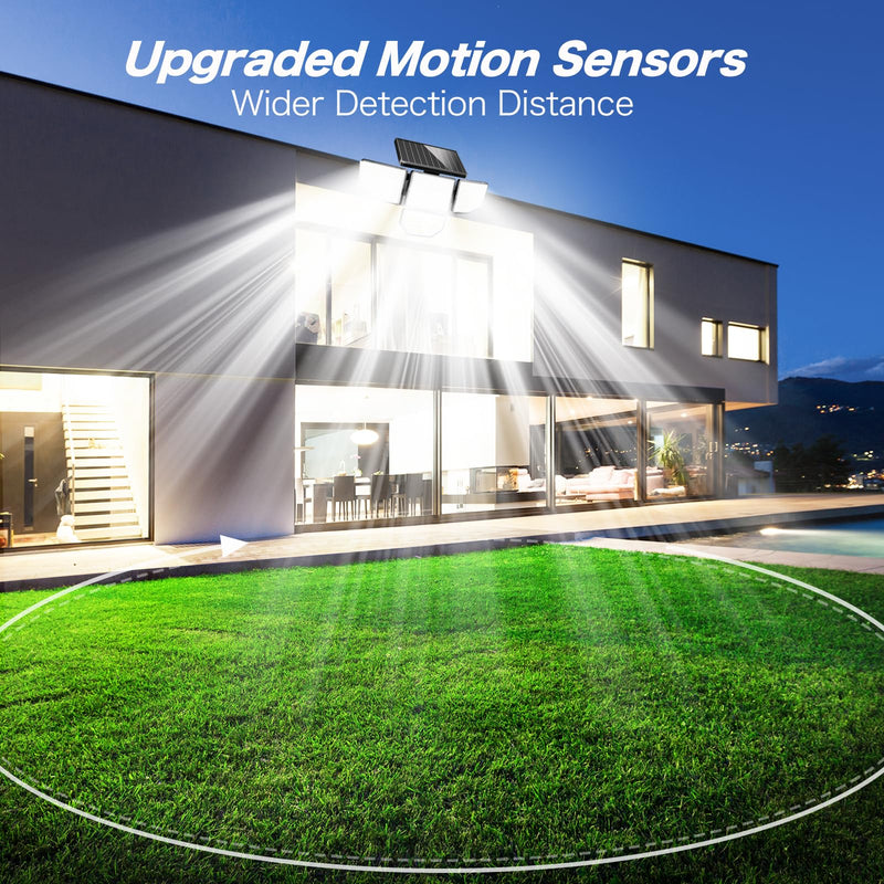 3000LM Solar Outdoor Lights - 2Packs 188 LED Security Lights with Remote Control, 4 Heads Motion Sensor Lights, IP65 Waterproof 270° Wide Angle Flood Wall Lights for Home Darkroom Backyard 2