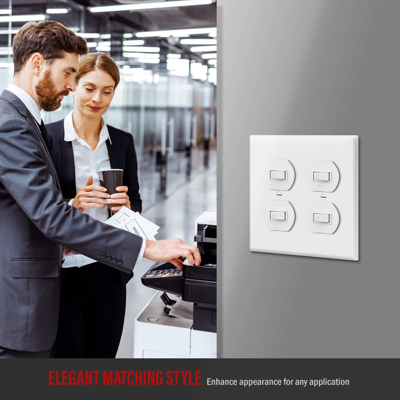 Enerlites 8822-W Duplex Receptacle Outlet Wall Plate, Standard Size 2-Gang, Polycarbonate Thermoplastic, White Screw