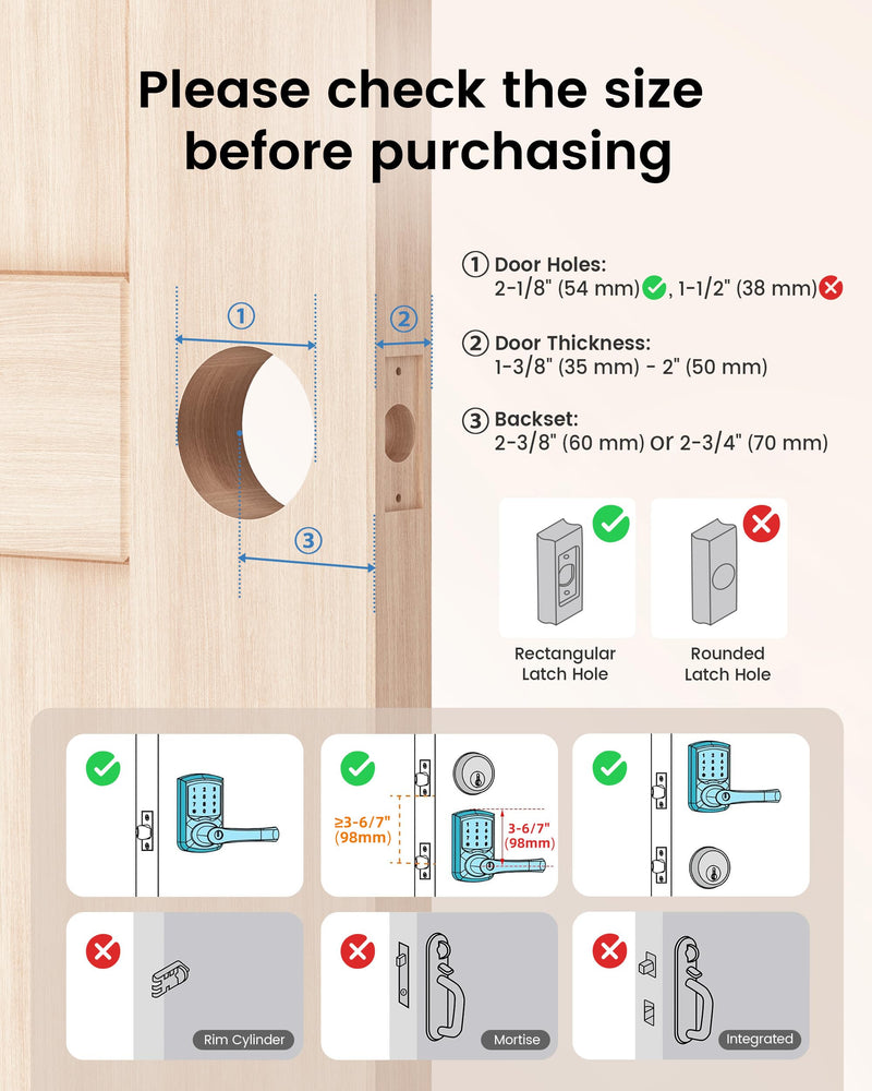 Hidalife Keyless Entry Door Lock with Code, Keypad Door Lock with Handle, Touchscreen Digital Lock with Keypad for Front Door, Auto-Lock, Matte Black